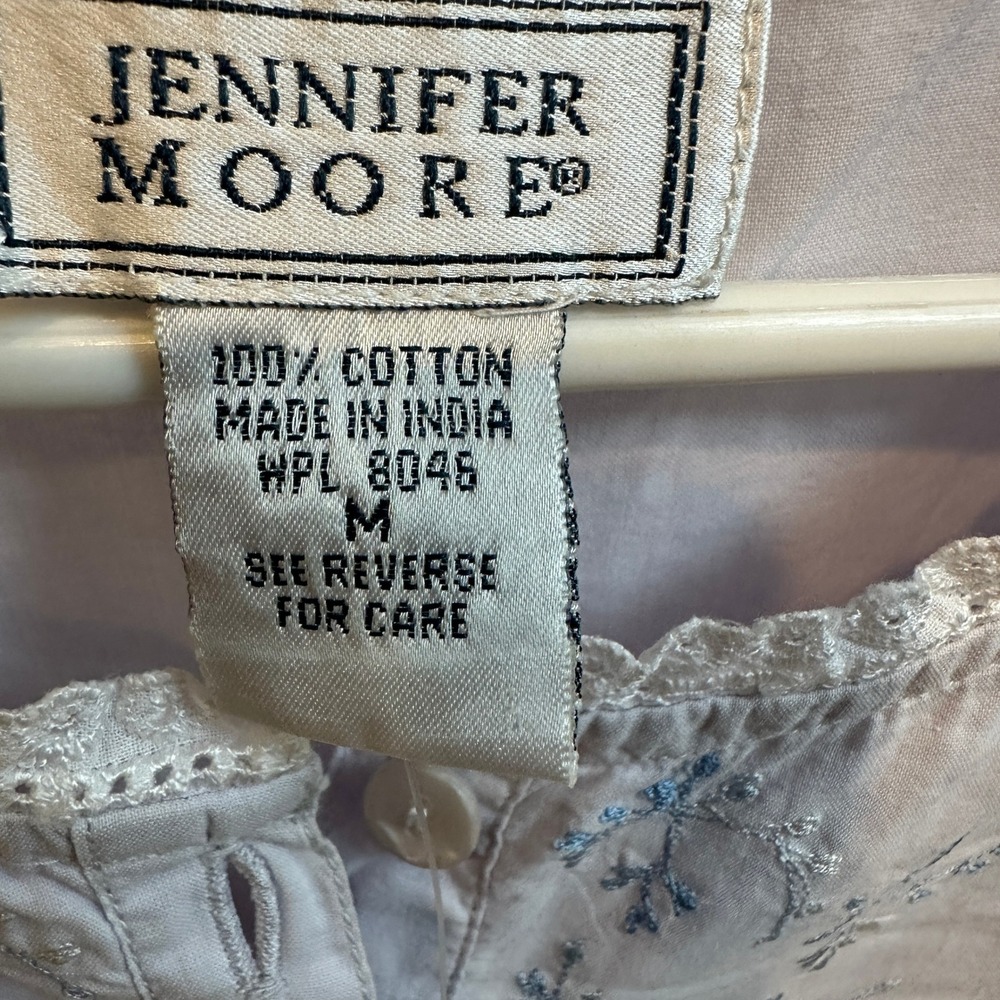 Jennifer Moore Vintage Cotton Nightgown Cottagecore Blue Embroidered Lace NWT - Picture 3 of 6